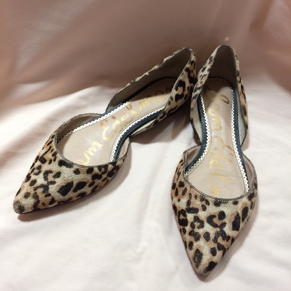 Sam Edelman Leopard Print Calf Hair Pointed Toe Rodney D’orsay Flats - Picture 2 of 11